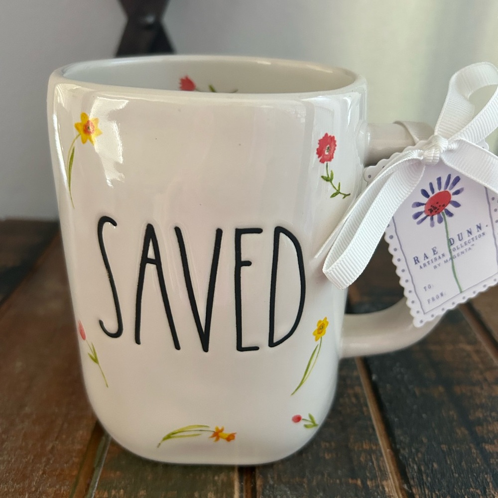Rae Dunn SAVED Floral Mug Spring Easter Faith 2026 NEW
